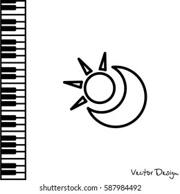 Web icon. Sun and moon (crescent)