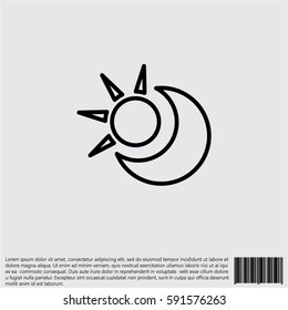 Web icon. Sun and moon (crescent)