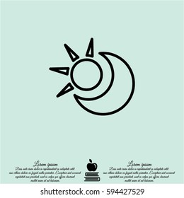 Web icon. Sun and moon (crescent)