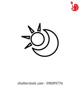 Web icon. Sun and moon (crescent)