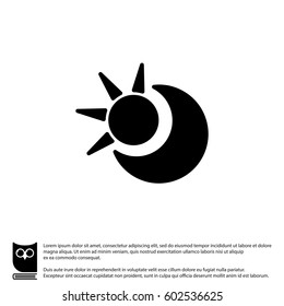 Web icon. Sun and moon (crescent)