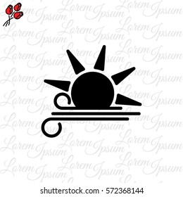 Web icon. Sun and wind, Windy weather