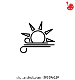 Web icon. Sun and wind, Windy weather