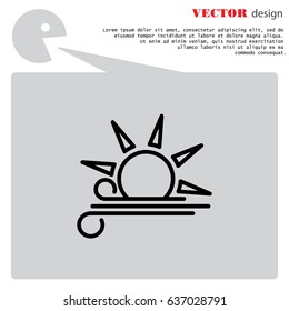 Web icon. Sun and wind, Windy weather