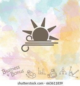 Web icon. Sun and wind, Windy weather