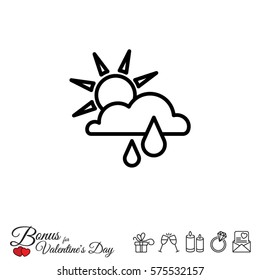 Web icon. Sunny rain. Sun, cloud and rain