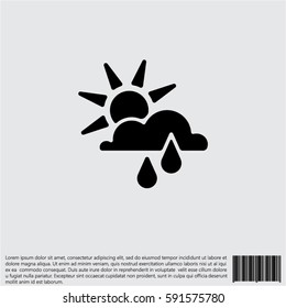 Web icon. Sunny rain. Sun, cloud and rain