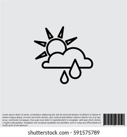 Web icon. Sunny rain. Sun, cloud and rain