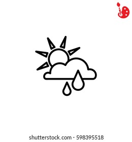 Web icon. Sunny rain. Sun, cloud and rain
