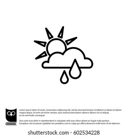 Web icon. Sunny rain. Sun, cloud and rain