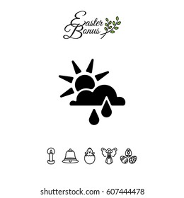 Web icon. Sunny rain. Sun, cloud and rain