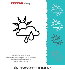 Web icon. Sunny rain. Sun, cloud and rain