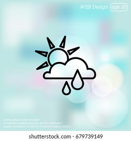 Web icon. Sunny rain. Sun, cloud and rain