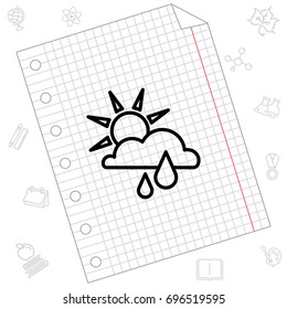 Web icon. Sunny rain. Sun, cloud and rain