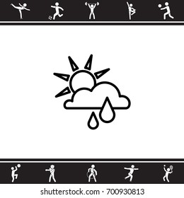 Web icon. Sunny rain. Sun, cloud and rain