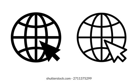 Icono de Web para App y Sitios web. vaya a Web y símbolo. Icono de Hacer clic de Web. Icono de búsqueda global