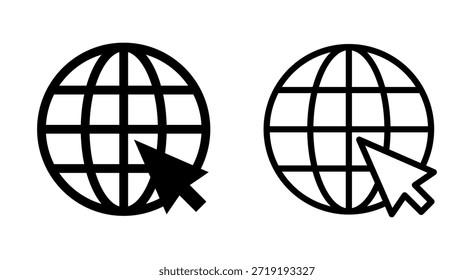 Icono de Web para App y Sitios web. vaya a Web y símbolo. Icono de Hacer clic de Web. Icono de búsqueda global