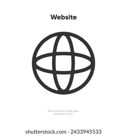 Web icon symbol. Internet icon. Go to web icon. Http address sign. Globe network www website icon with isolated white background for UI UX mobile app