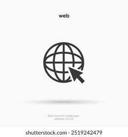 Símbolo de ícone da Web. Ícone Internet. Ir para o ícone da Web. Sinal de endereço http. Ícone do site www da rede globo com fundo branco isolado para aplicativo móvel UI UX