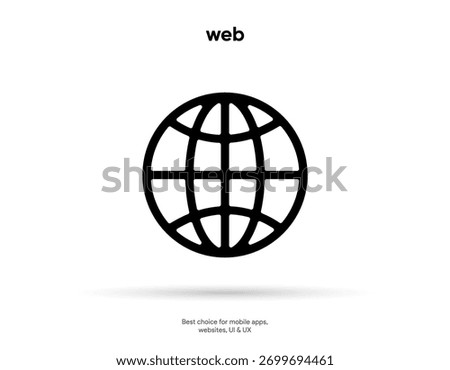 Web icon symbol. Internet icon. Go to web icon. Http address sign. Globe network www website icon with isolated white background for UI UX mobile app