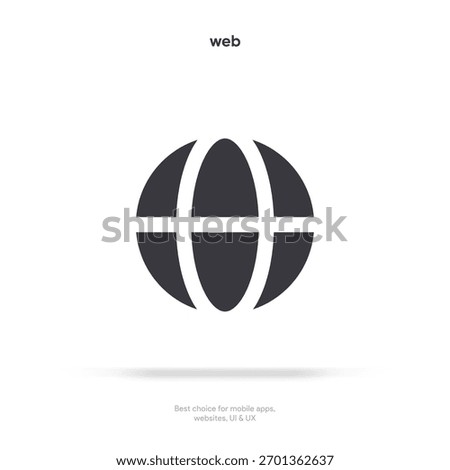 Web icon symbol. Internet icon. Go to web icon. Http address sign. Globe network www website icon with isolated white background for UI UX mobile app