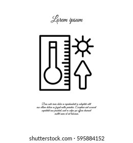 Web icon. Thermometer with high temperature