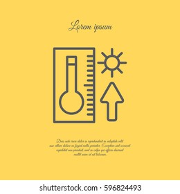 Web icon. Thermometer with high temperature