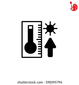 Web icon. Thermometer with high temperature