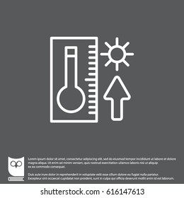 Web icon. Thermometer with high temperature