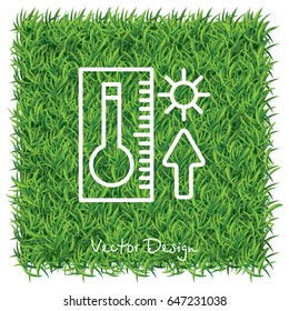 Web icon. Thermometer with high temperature