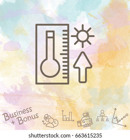 Web icon. Thermometer with high temperature