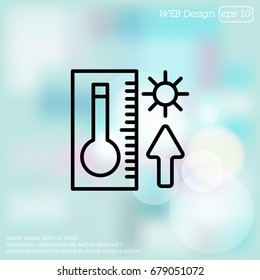 Web icon. Thermometer with high temperature