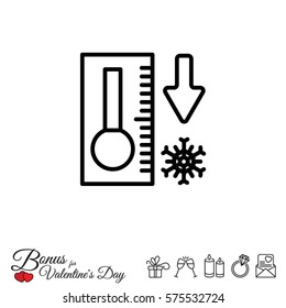 Web icon. Thermometer with low temperature