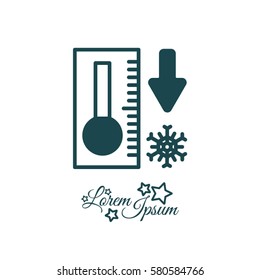 Web icon. Thermometer with low temperature