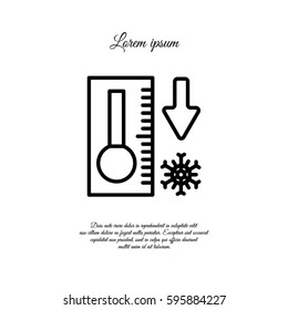 Web icon. Thermometer with low temperature