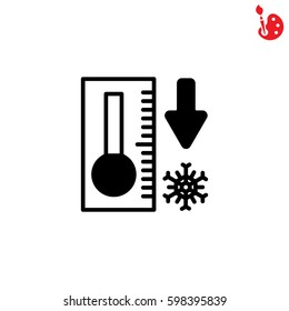Web icon. Thermometer with low temperature