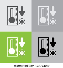 Web icon. Thermometer with low temperature