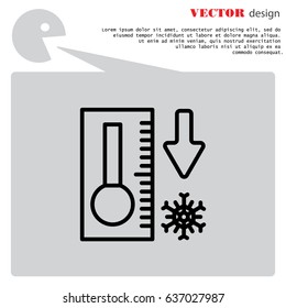 Web icon. Thermometer with low temperature