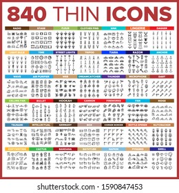 Web Icon Thin Line Big Set Vector. Web Symbol Package Bundle. Isolated Sign For Design Illustrations