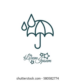 Web icon. Umbrella and rain