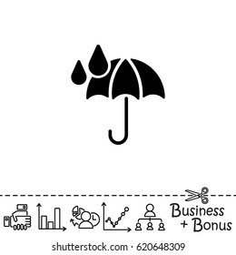 Web icon. Umbrella and rain