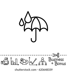 Web icon. Umbrella and rain