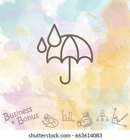 Web icon. Umbrella and rain