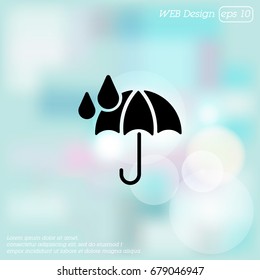 Web icon. Umbrella and rain