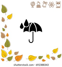Web icon. Umbrella and rain