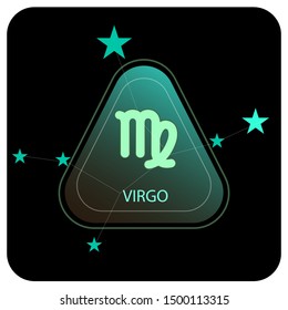 Web icon. Vector button with black and green gradient  zodiac sign and constellation  Virgo
Star signs for astrology horoscopes. 
Astrological calendar collection, horoscope, constellations    
