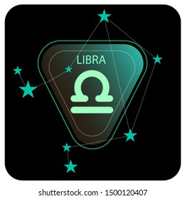 Web icon. Vector button with black and green gradient  zodiac sign and constellation  Libra
Star signs for astrology horoscopes. 
Astrological calendar collection, horoscope, constellations    
