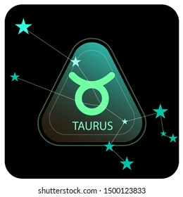 Web icon. Vector button with black and green gradient  zodiac sign and constellation Taurus
Star signs for astrology horoscopes. 
Astrological calendar collection, horoscope, constellations    
