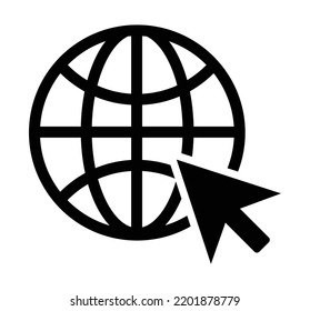 Web icon vector, go to  web click icon isolated, World icon in flat style. Earth symbol or globe icon Vector illustration. Line symbol for website design, app, ui., 