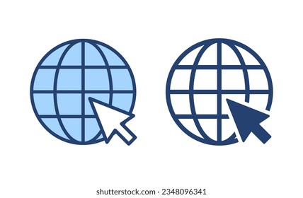 Websymbol-Vektorgrafik. gehen Sie zu Web-Zeichen und Symbol. Web-Click-Symbol. Globales Suchsymbol